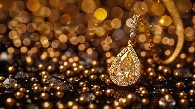 Złoty naszyjnik z diamentem w kształcie łzy