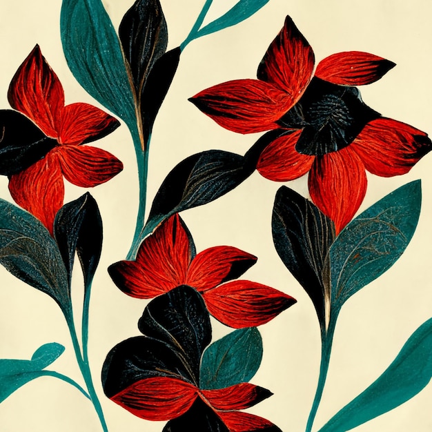 Złoty niebieski i czerwony streszczenie ilustracja kwiat