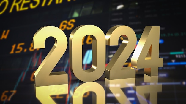 Zdjęcie złoty numer 2024 do renderowania 3d koncepcji nowego roku