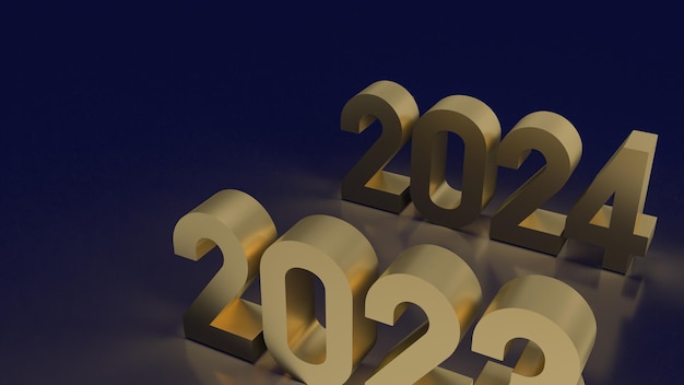 Zdjęcie złoty numer 2024 na rok renderowania treści 3d