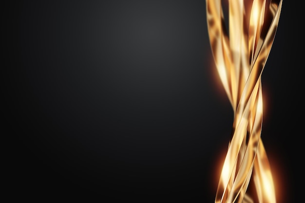 Zdjęcie złoty pas w postaci fali czarne i złote abstrakcyjne tło splątane złote kształty szablon projektu nowoczesny styl czasopisma luksusowa ilustracja 3d 3d render przestrzeń kopiowania