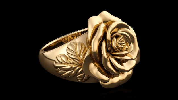 Złoty pierścionek z kwiatem na nim