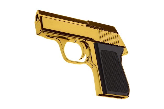 Złoty pistolet wyizolowany na białym