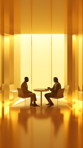 Złoty pokój, w którym rozmawiają dwie osoby