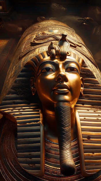 Złoty posąg kobiety z złotą twarzą.