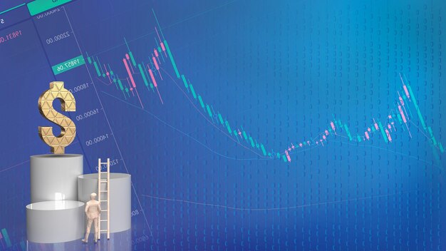 Złoty symbol dolara na białym podium do renderowania koncepcji biznesowej 3d