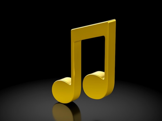 Zdjęcie złoty symbol nut muzycznych na czarnym tle ilustracja 3d