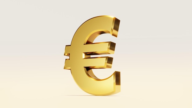 Złoty symbol znaku dolara euro renderowania 3D