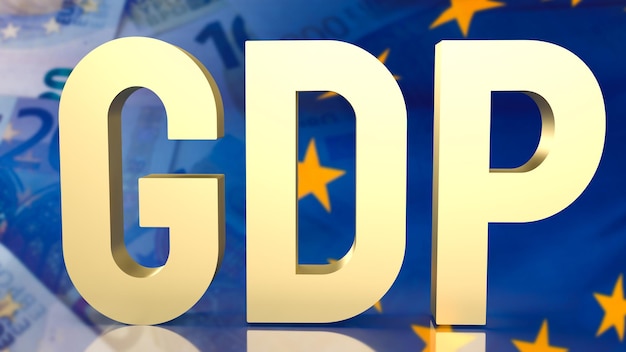 Złoty tekst gdp na tle euro dla koncepcji biznesowej renderowania 3d