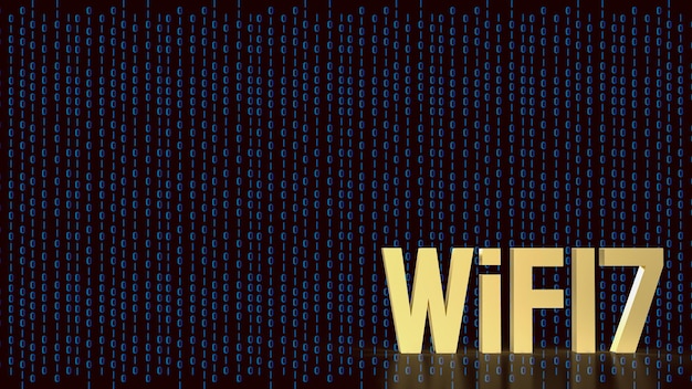 Złoty tekst wifi 7 dla Internetu lub koncepcji technologii renderowania 3d