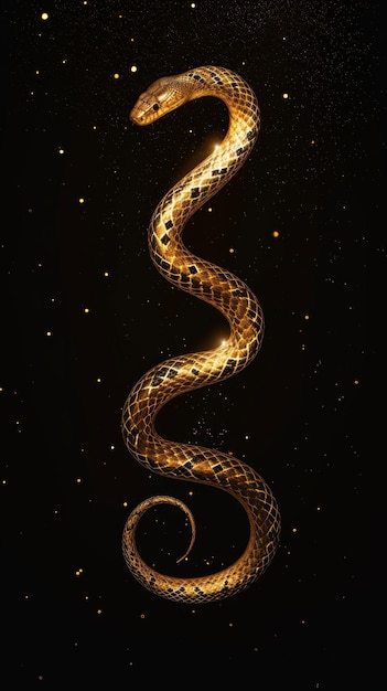Zdjęcie złoty wąż na czarnym tle