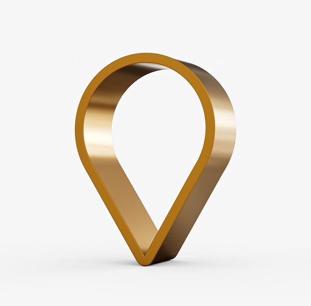 Złoty wskaźnik ikona Lokalizacja symbol Gps podróże nawigacja miejsce koncepcja pozycji ilustracja 3d