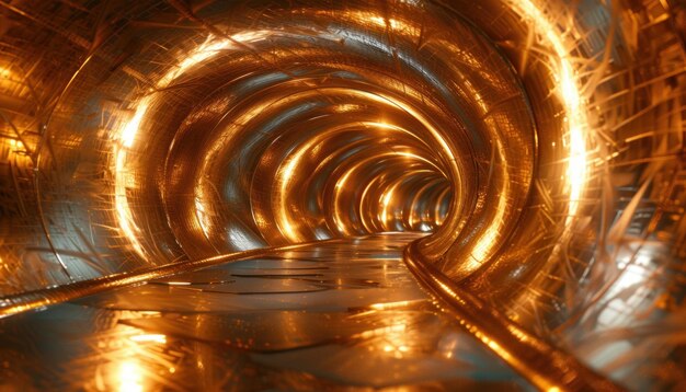Zdjęcie złoty wzór spiralny widok przedziału tunelu