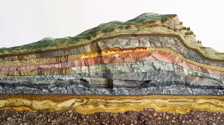 Złożona geologicznie warstwowa sztuka krajobrazu