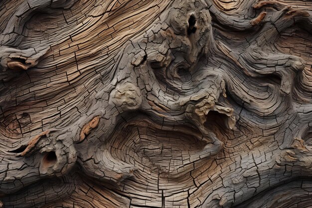 Złożona tekstura okaleczonej kory drzewa