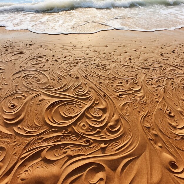 Złożone kaligrafie Ręczne pisma natury na piaszczystej plaży