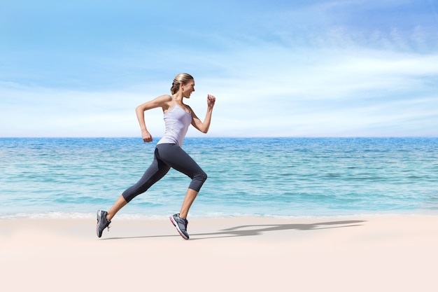 Złożony obraz joggingu w ładnym stylu blond