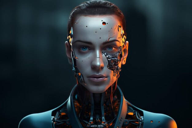 Złożony portret hakera robot szpieg wirus Generate Ai