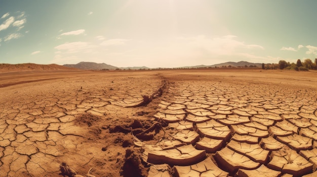 Zmiana klimatu na suchą, popękaną ziemię