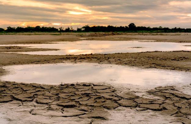 Zmiany klimatu i susza. Kryzys wodny. Suchy klimat. Spękaj ziemię. Globalne ocieplenie. Problem środowiska Katastrofa przyrodnicza.