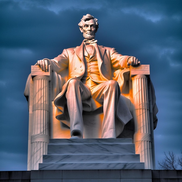 Zmierzch przy pomniku Lincolna