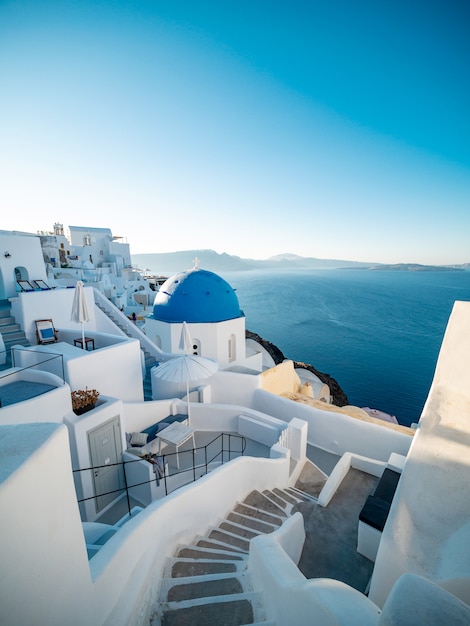 Zmierzchu widok od Oia, Santorini wyspa, Grecja.