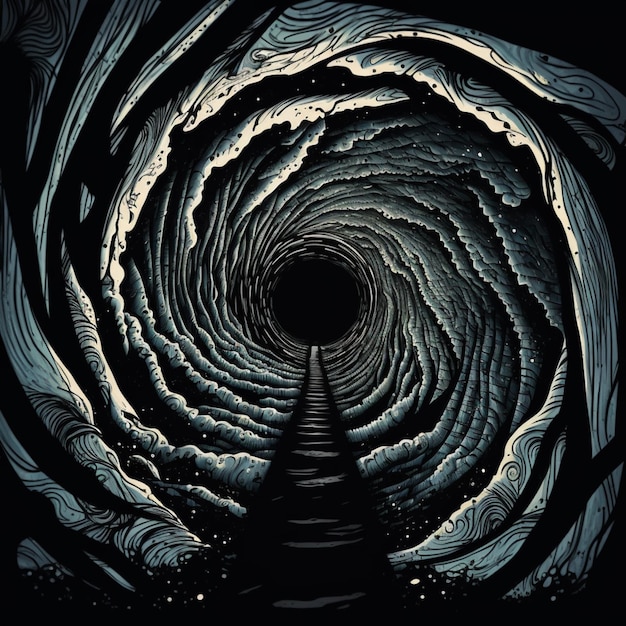 znajduje się ciemny tunel, przez który przebiega długa ścieżka generująca ai