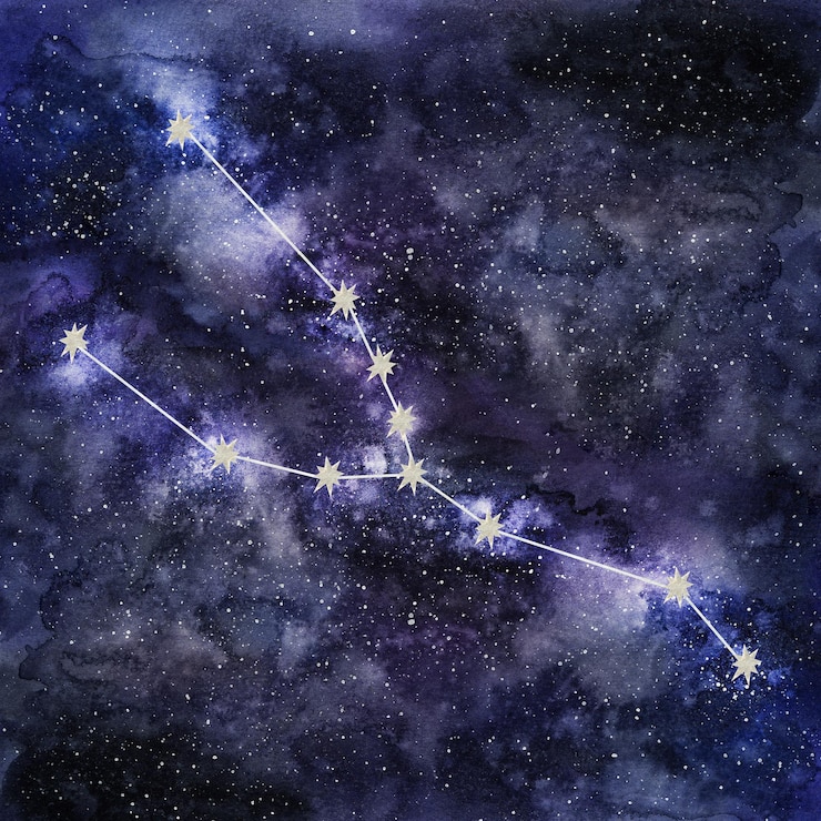 Zdjęcie znak byka horoskop astrologia astronomia numerologia data urodzenia ręczny rysunek akwarelowy ilustracja izolowana na ciemnym tle nieba dla dekoracji plakatów drukowanych kart