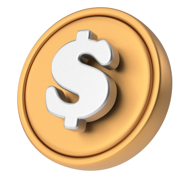 Znak dolara 3D moneta Ilustracja 3D
