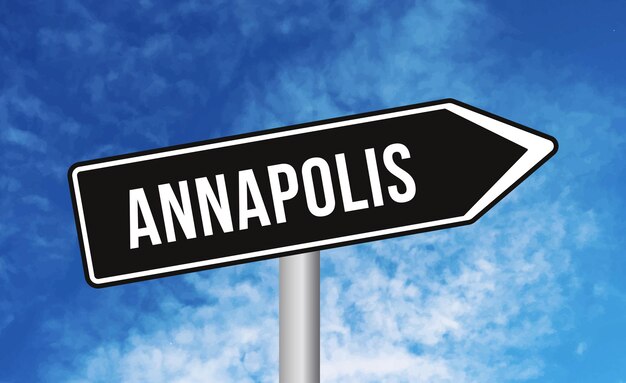 Zdjęcie znak drogowy annapolis na tle nieba