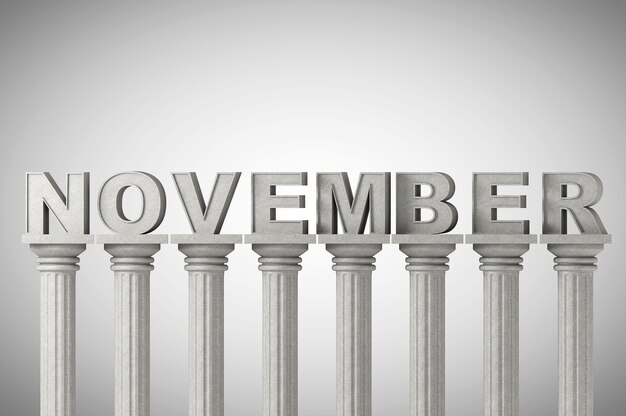 Znak miesiąca listopada na klasycznych kolumnach w stylu greckim