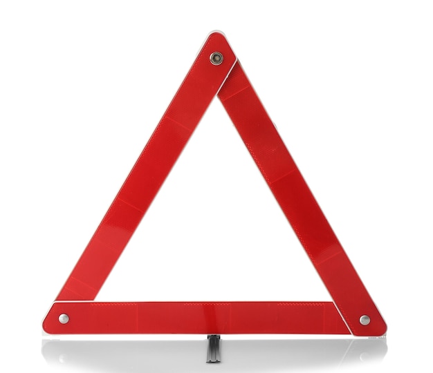 Znak ostrzegawczy wypadek drogowy Czerwony trójkąt na białym tle