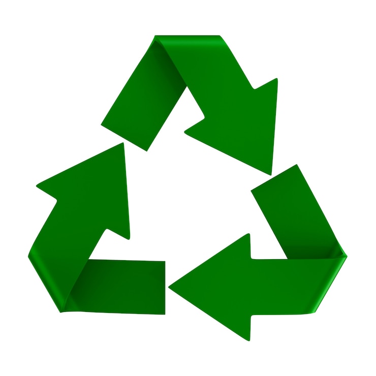 Zdjęcie znak poddany recyklingowi na białej przestrzeni