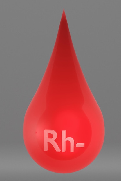 Znak Rh Tekstu W Czerwonej Przezroczystej Kropli Krwi Renderowanie 3d