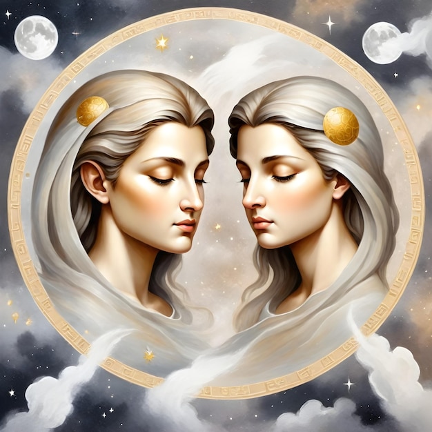 Zdjęcie znak zodiaku bliźniacy rysunek bliźniaków