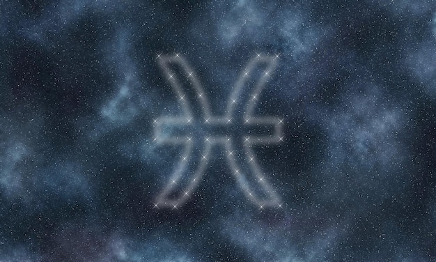 Zdjęcie znak zodiaku ryby, nocne niebo, symbol ryby