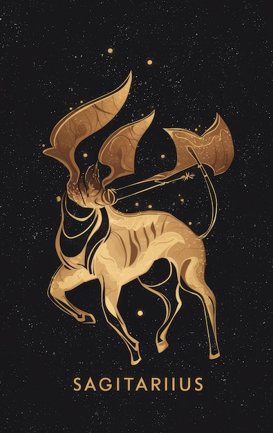Zdjęcie znak zodiaku strzelca na abstrakcyjnej ilustracji