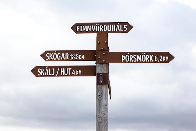 Znaki kempingowe na szlaku turystycznym Landmannalaugar i Laugavegur Islandia Turystyka i wędrówki