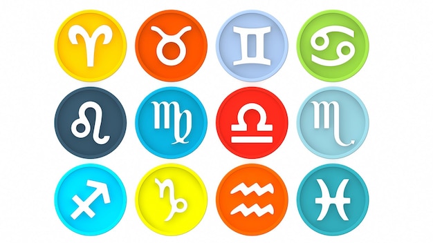 Znaki zodiaku Zestaw zodiaku Symbole zodiaku Znak zodiaku Karta zodiaku Renderowanie 3d