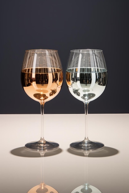 Zdjęcie zniekształcenia obrazu lustrzanego przy użyciu kieliszek do wina i powierzchni odblaskowych uchwyconych w palecie metali