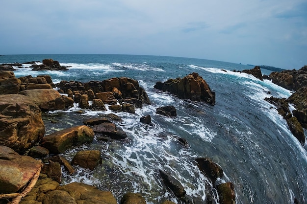 Zniekształcenie zdjęcia oceanu Zakrzywiona panorama