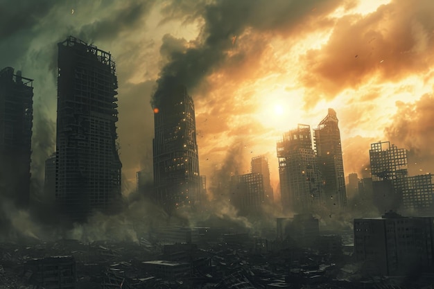 Zniszczone apokaliptyczne miasto Generate Ai