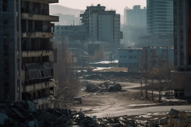 Zniszczone miasto po wojnie