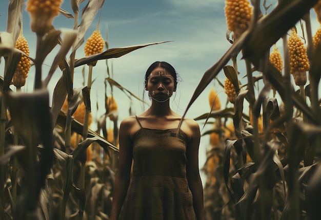 Żniwa piękna Wdzięk kobiety wśród pól kukurydzy