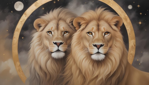 Zodiak Lwa obraz kobiety z lwem