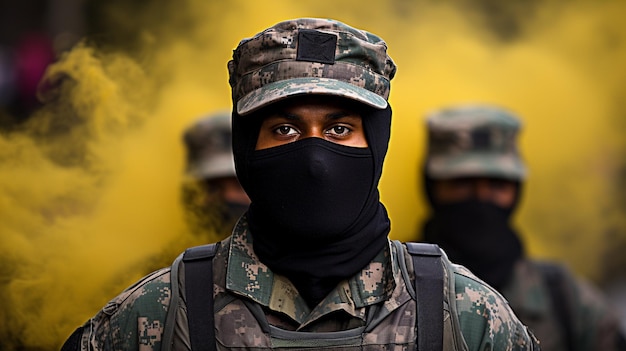 żołnierz w mundurach bojowych HD 8K tapeta Stock Photographic Image