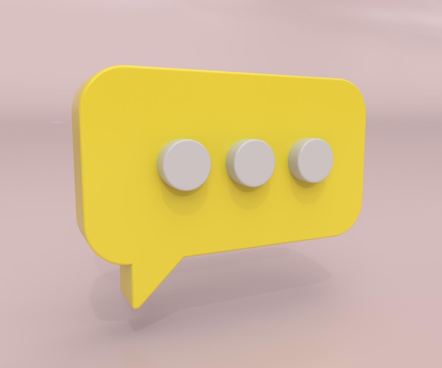 Żółta bańka mowy ilustracja 3d Koncepcja komunikacji sieci społecznościowej minimalna ilustracja renderowania 3d