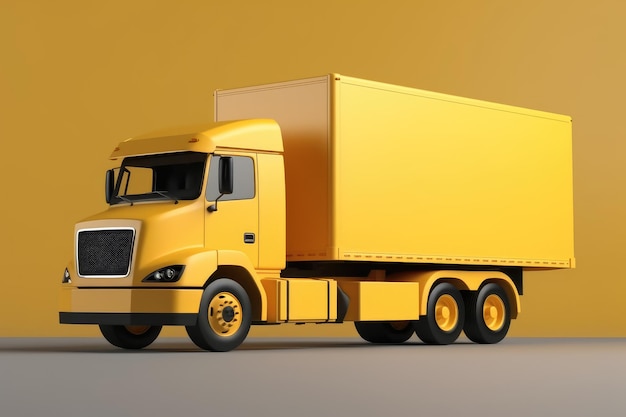 Żółta ciężarówka dostawcza z transportem kartonów AI