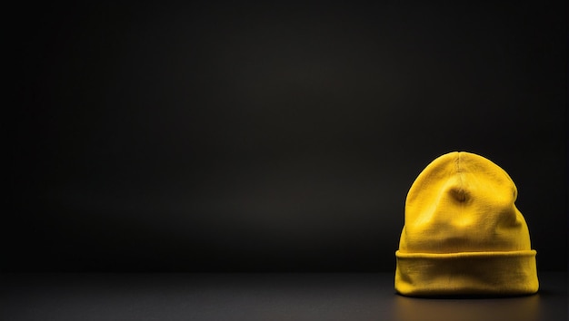 żółta czapka izolowana na czarnym tle