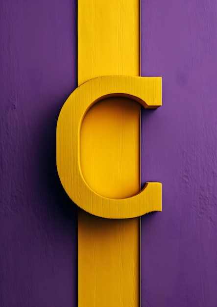 Żółta litera c na fioletowym tle